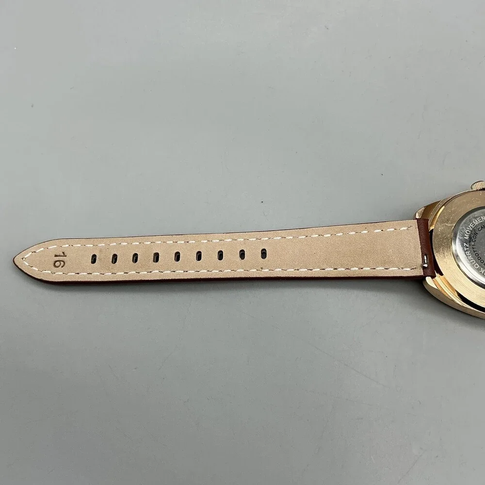 Venice Womens Watch 27mm Multicolor Floral Bezel Gold Tone Leather New Battery